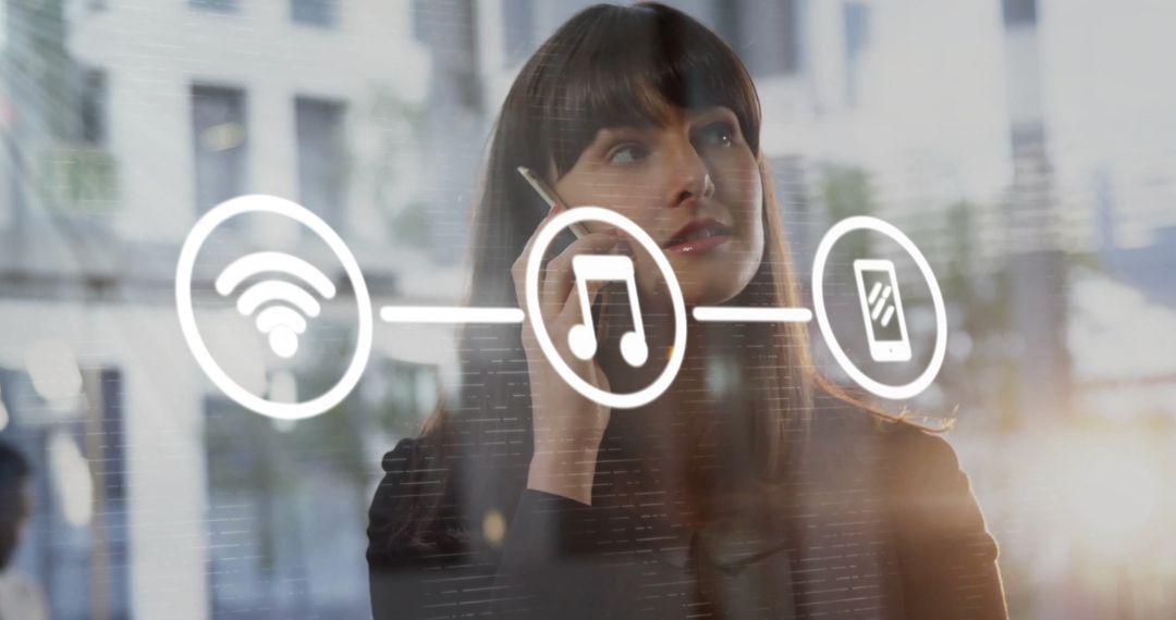 Businesswoman Exploring Digital Connectivity and Mobile Technology