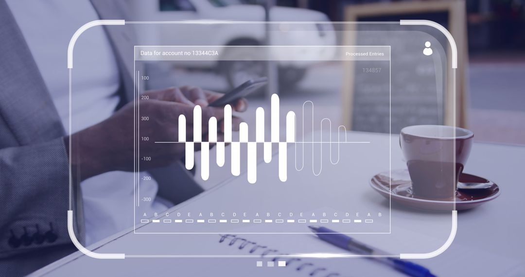 Businessman Analyzing Data Dashboard in Outdoor Setting