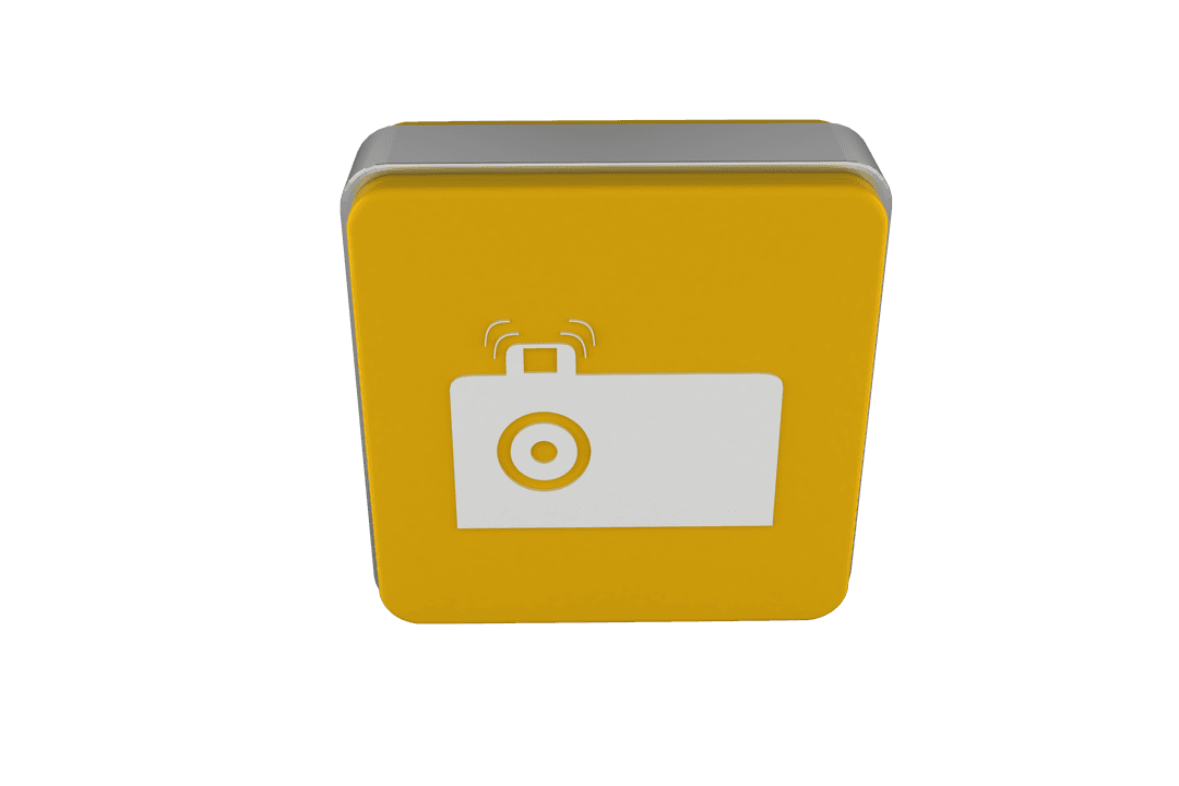 Transparent Cube with Camera Symbol for Travel use