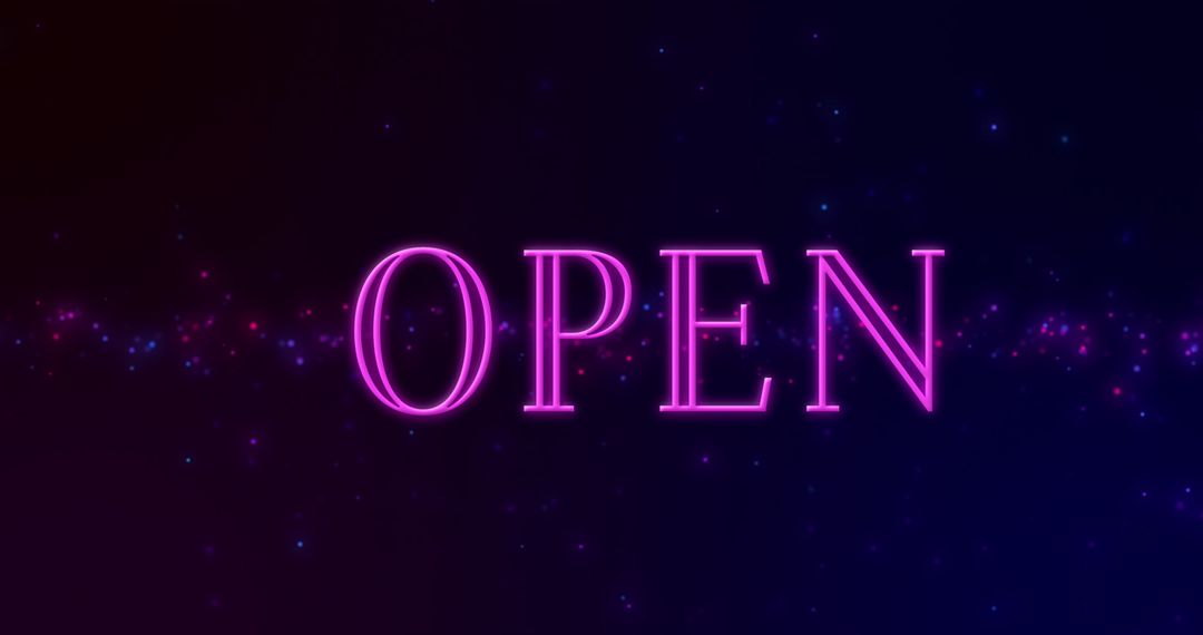 Neon Open Sign with Moving Lights in Dark Scene