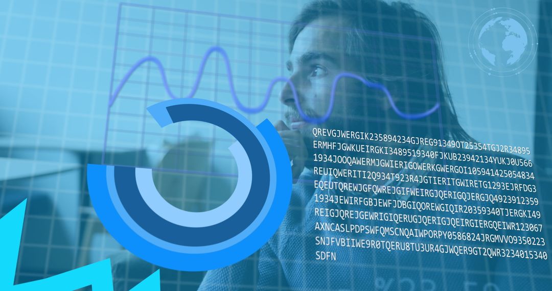 Businessman Analyzing Virtual Data Interface at Office