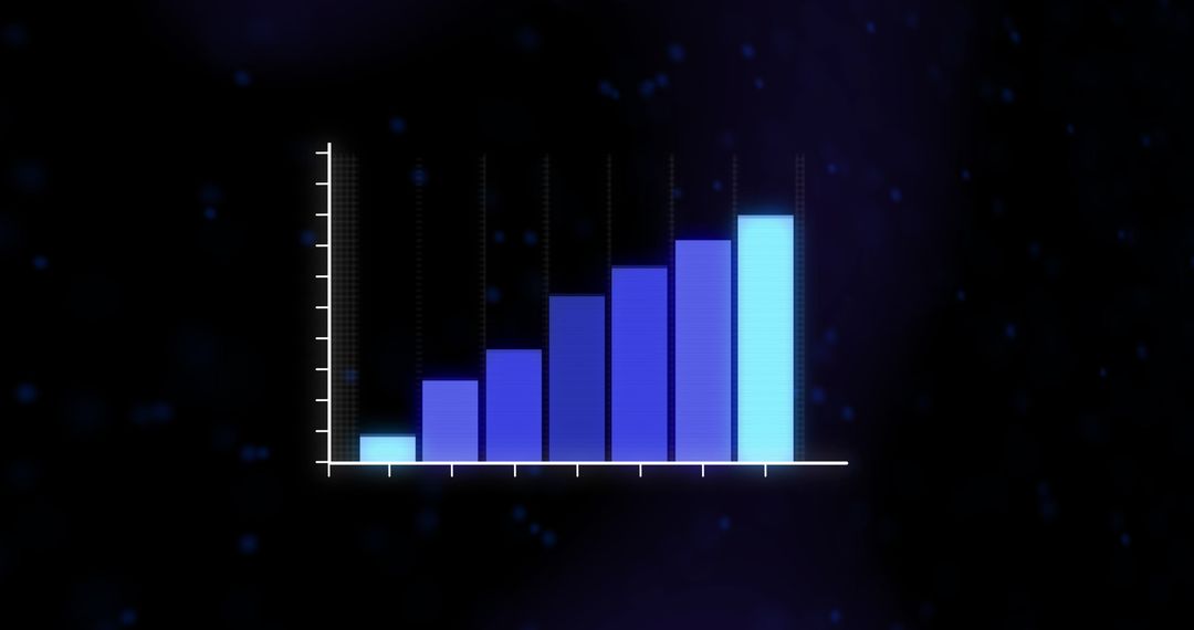 Glowing Blue Bar Chart on Futuristic Digital Background
