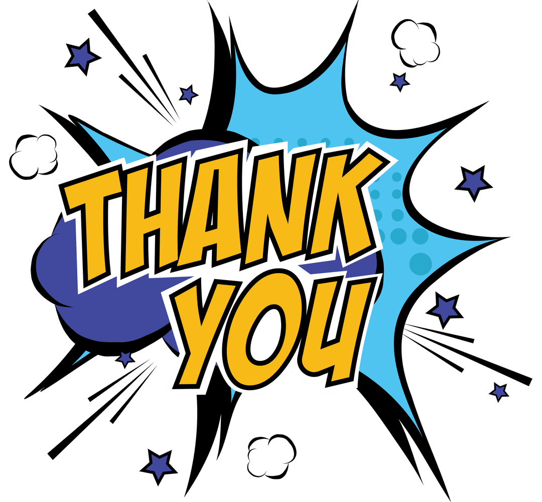 Colorful Comic Style Thank You Text Transparent Background