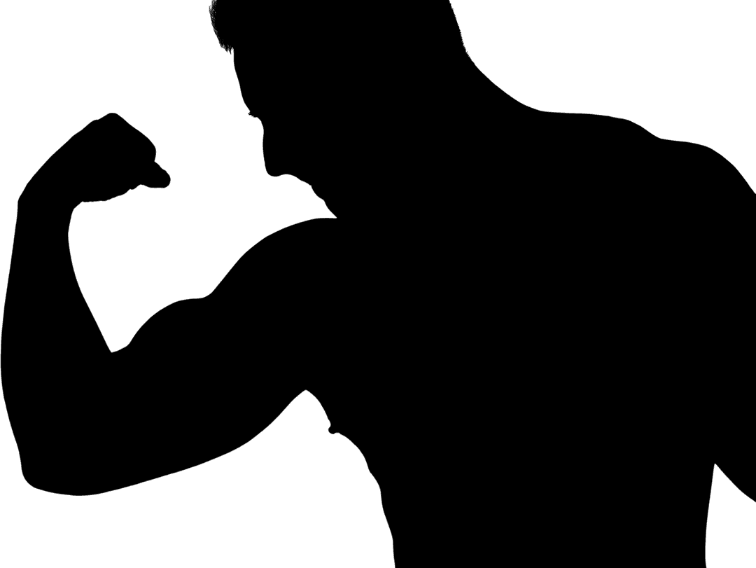 Close-Up of Athlete Flexing Muscle on Transparent Background
