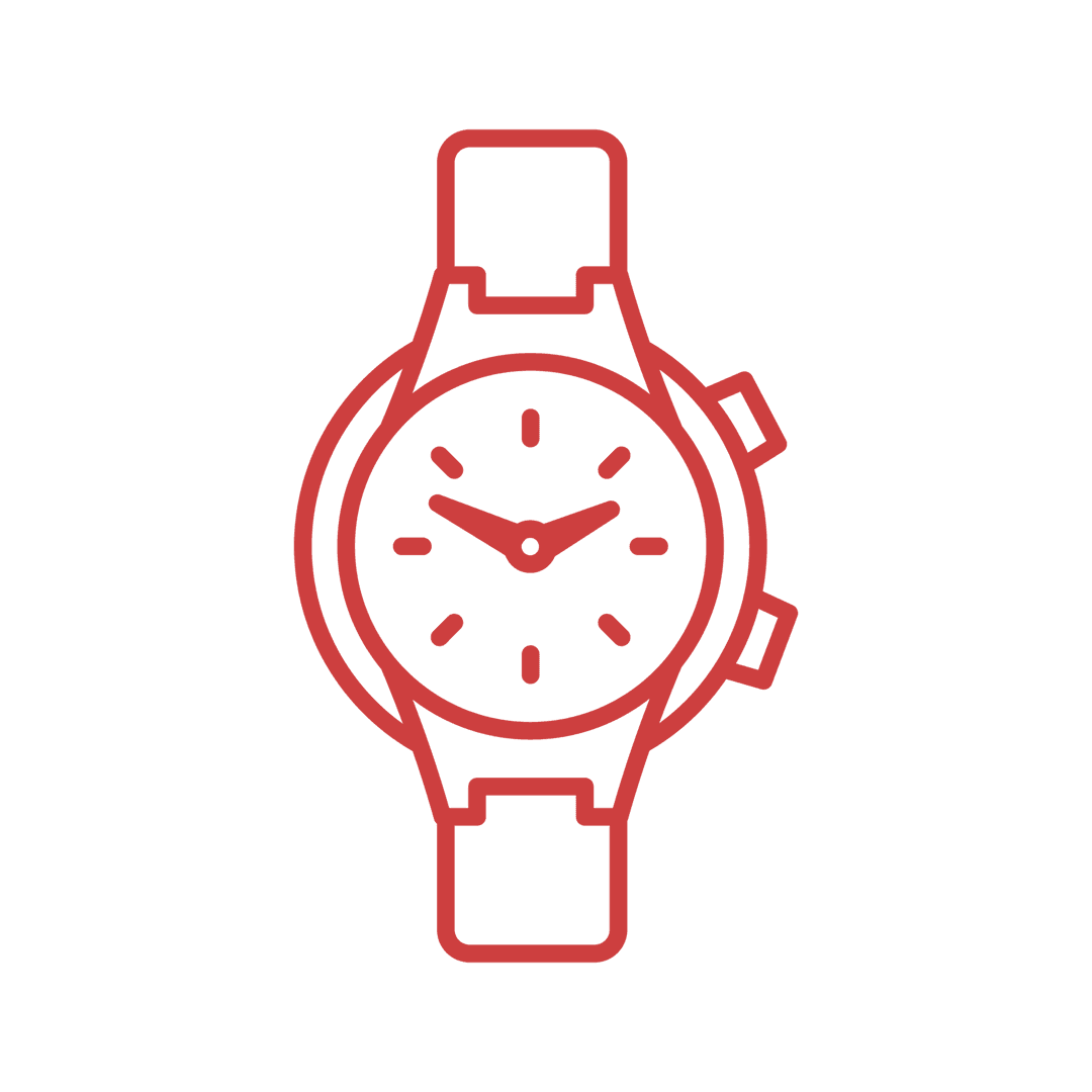 Red Watch Icon on Transparent Background - Vector Art