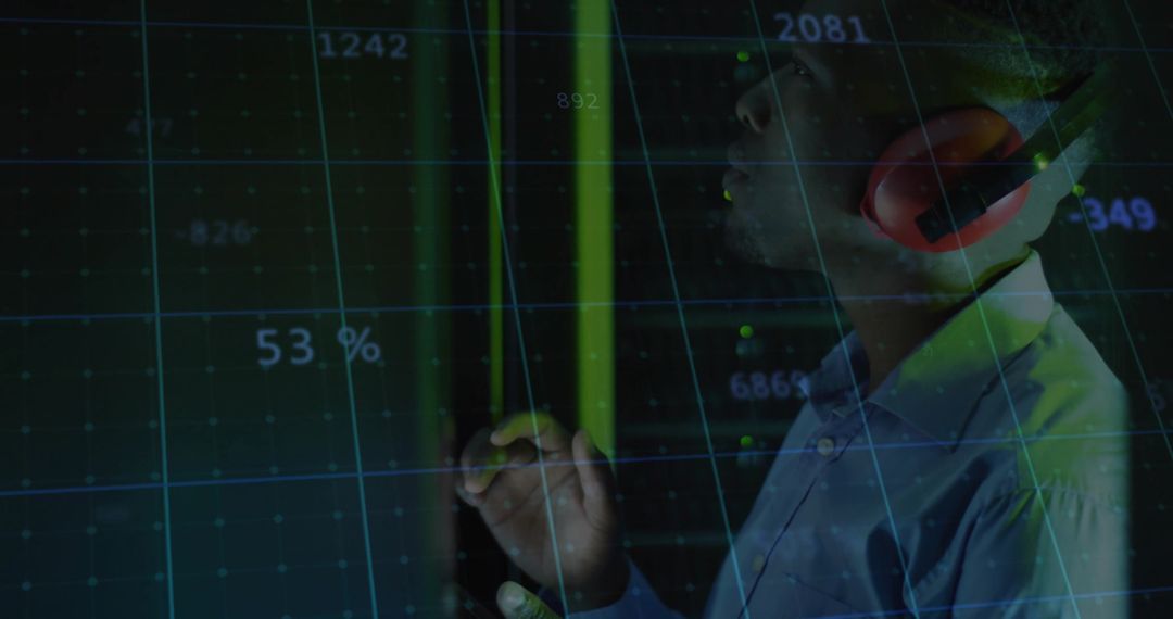 Engineer Engaging with Holographic Data in High Tech Environment