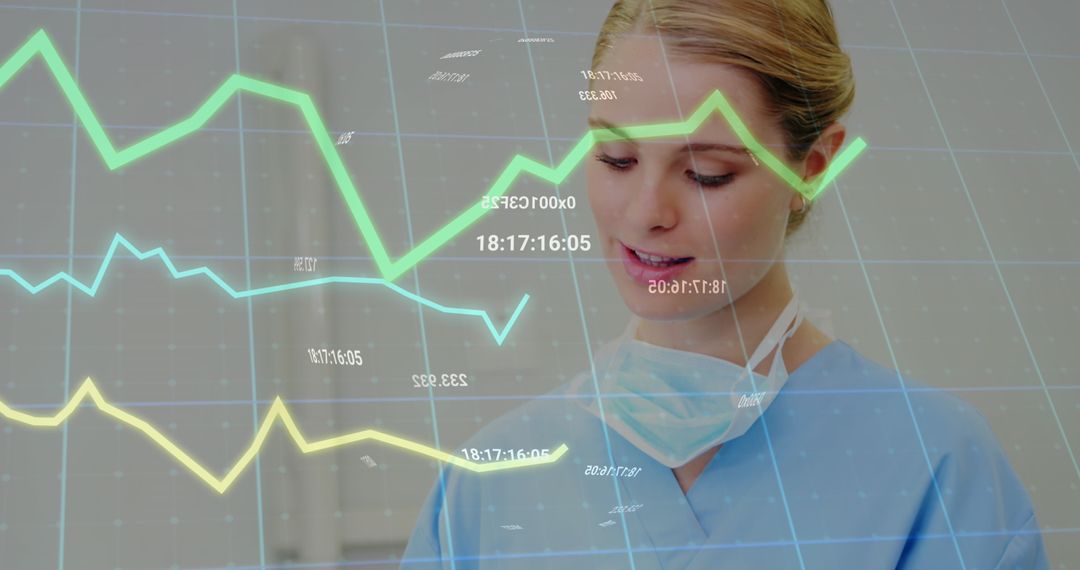Doctor Analyzing Data with Tablet and Overlay of Graphs