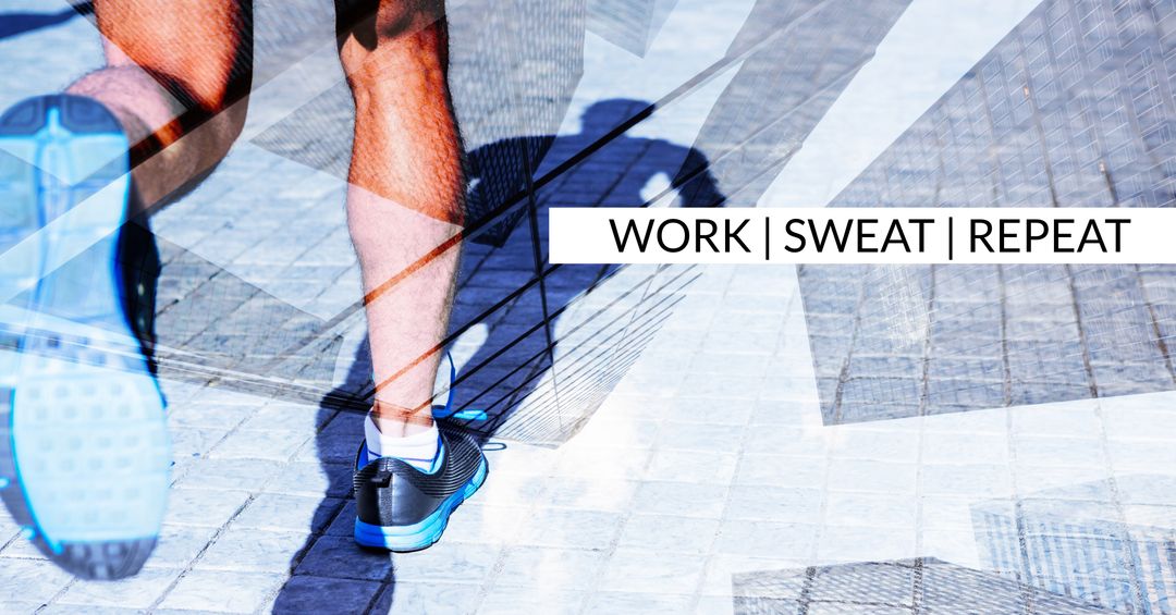 Fitness motivation concept with energetic runner and inspiring message