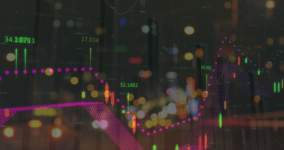 Abstract Finance Concept with Data Over City Lights