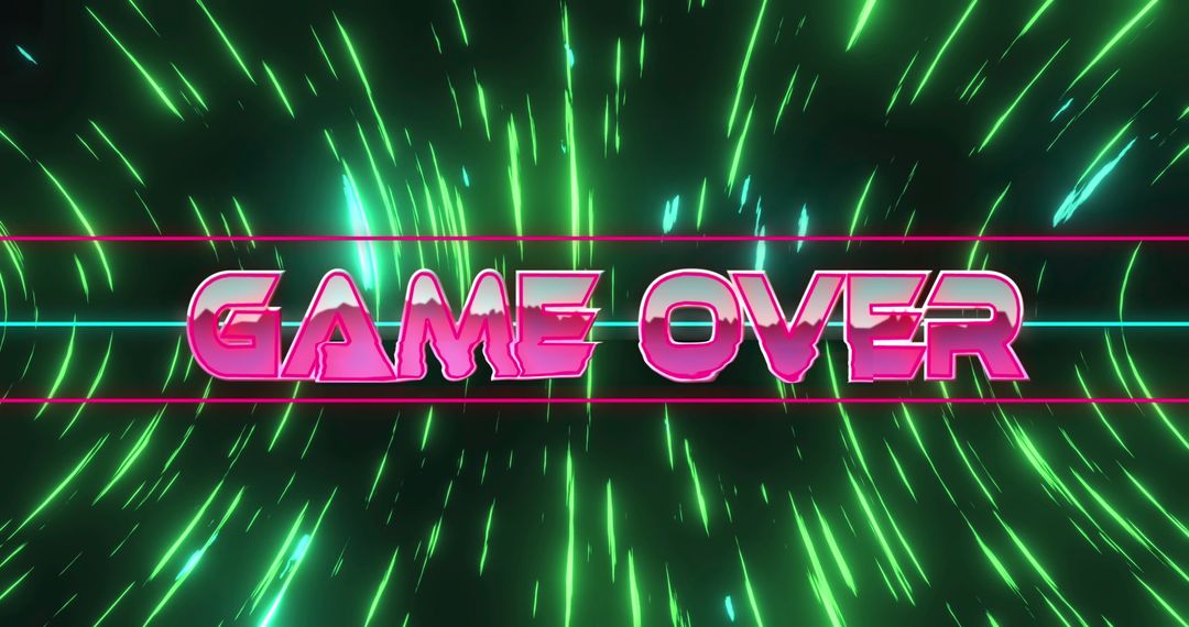 Retro Futuristic Game Over Neon Text with Light Trails