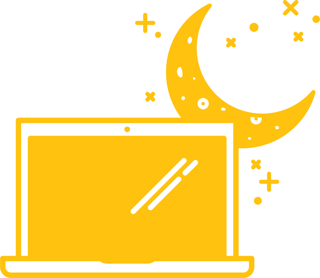 Yellow Transparent Laptop Moon Illustration for Computing and Communication - Download Free Stock Images Pikwizard.com