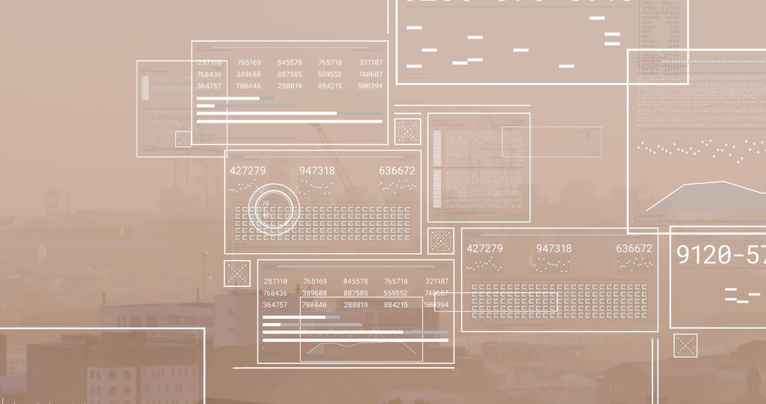Digital Financial Data Over Urban Cityscape Background