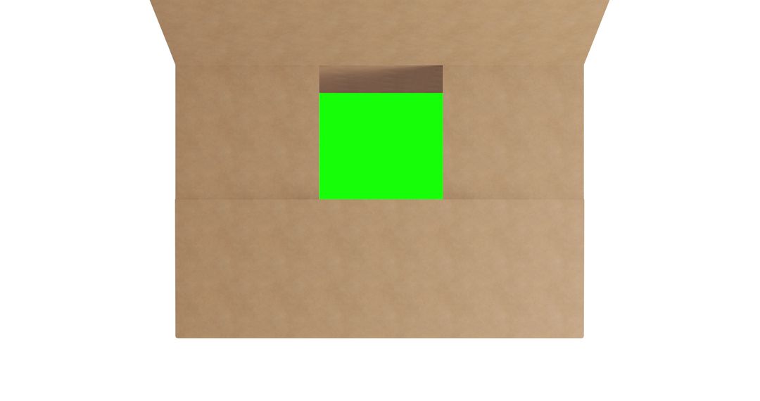Open Cardboard Box with Green Screen Placement for Content Editing
