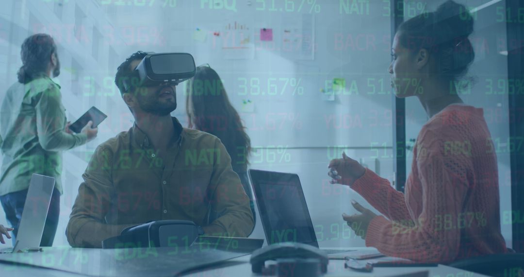 Innovative Business Team with Virtual Reality and Digital Data