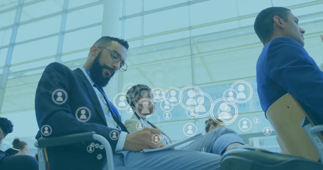 Business Networking Connections Overlay Diverse Professionals in Conference