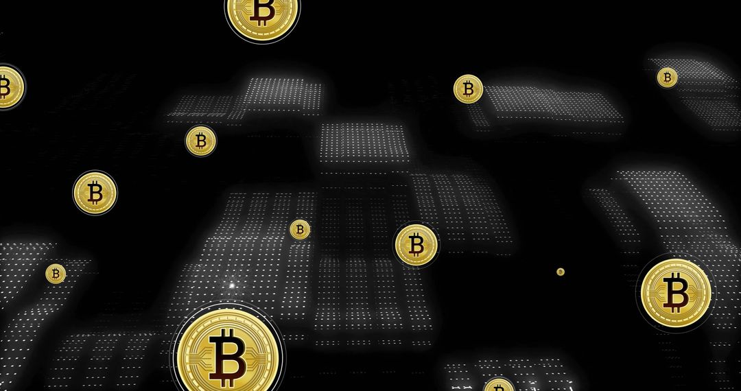 Futuristic Bitcoin Currency with Binary Code Background
