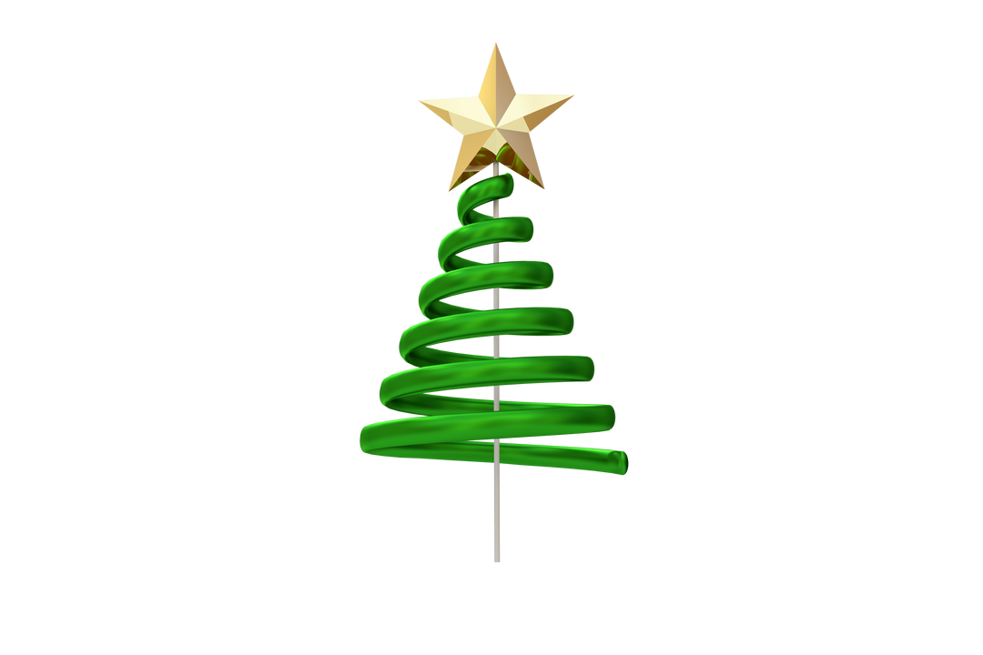 Transparent Simple Green Spiral Christmas Tree With Golden Star - Download Free Stock Images Pikwizard.com