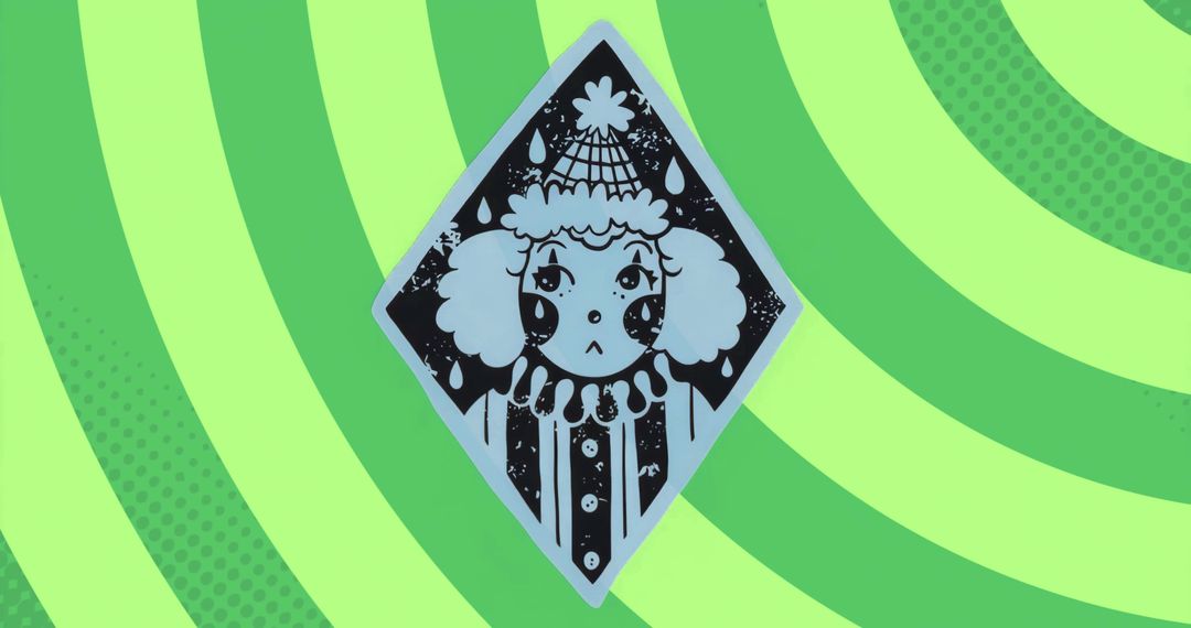 Whimsical Cartoon Character in Tritone Diamond Frame