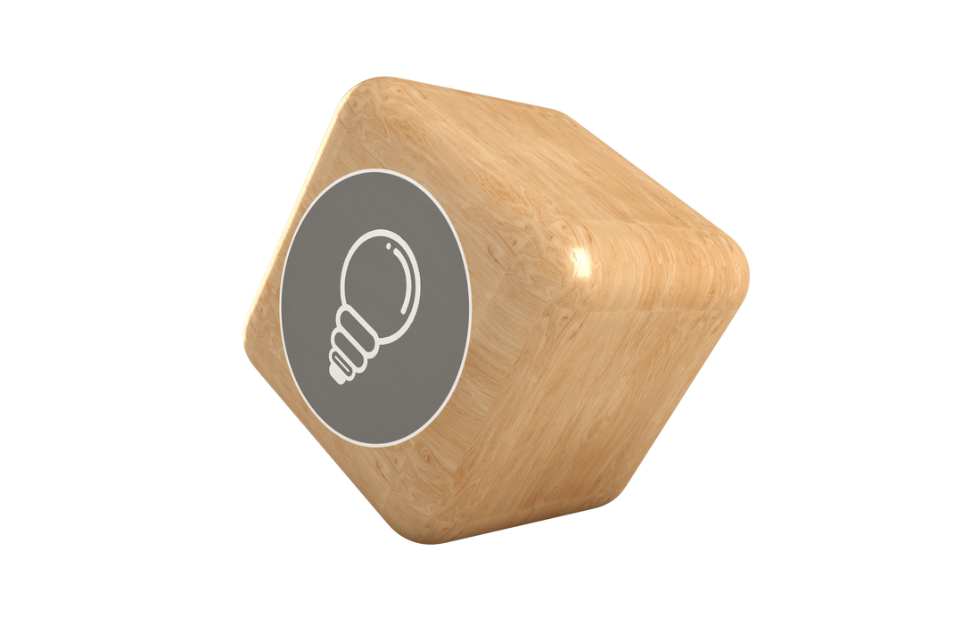 Wooden Cube with Light Bulb Icon, Transparent Background, Idea and Creativity Concept - Download Free Stock Images Pikwizard.com