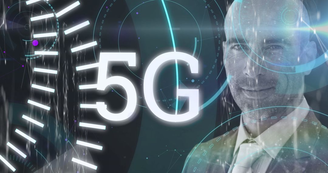 Businessman in Futuristic 5G Data Interface
