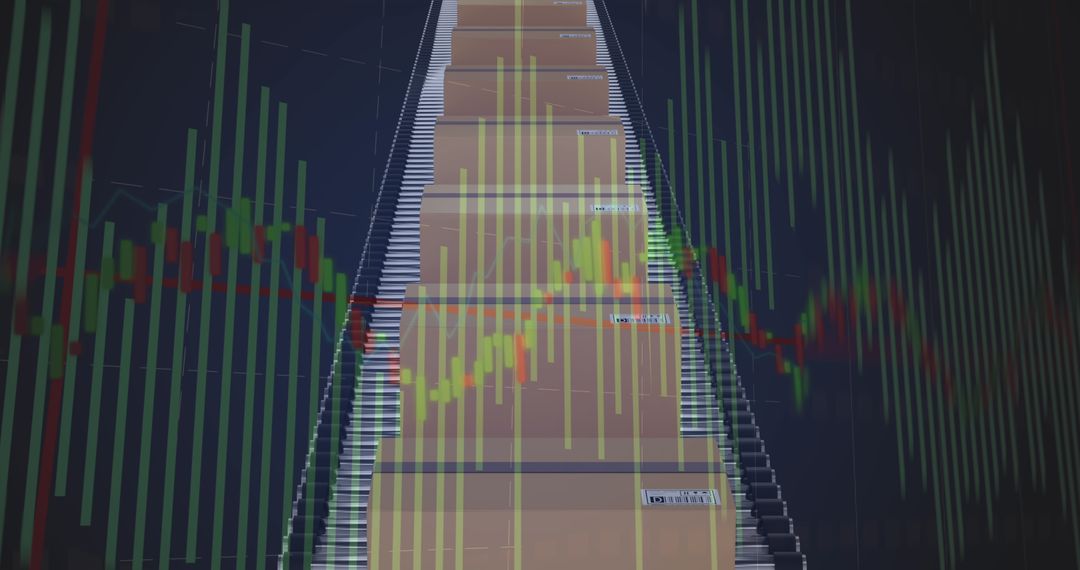 Automated Conveyor System with Financial Data Overlays - Free Images, Stock Photos and Pictures on Pikwizard.com