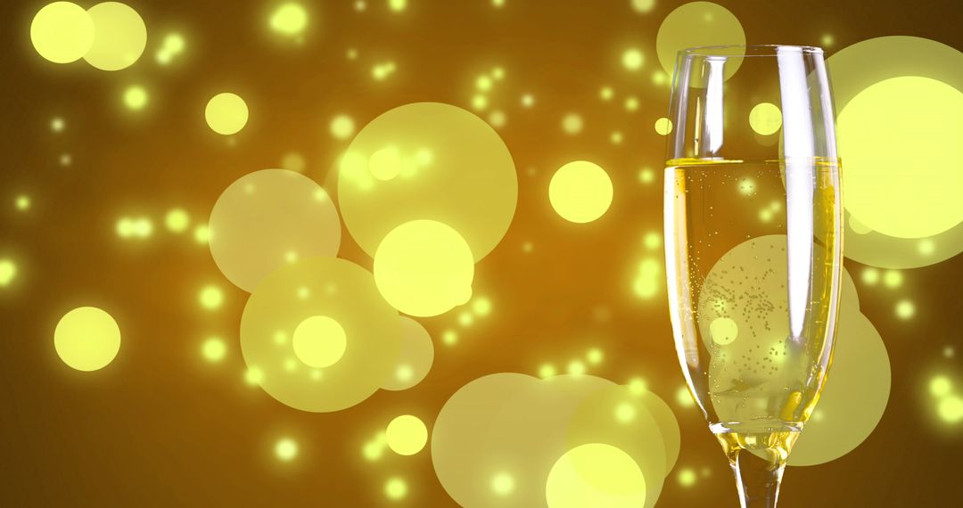 Champagne Glass with Festive Yellow Bokeh Design