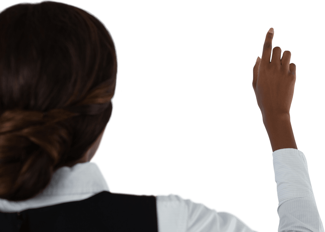 Businesswoman Engaged with Transparent Digital Interface