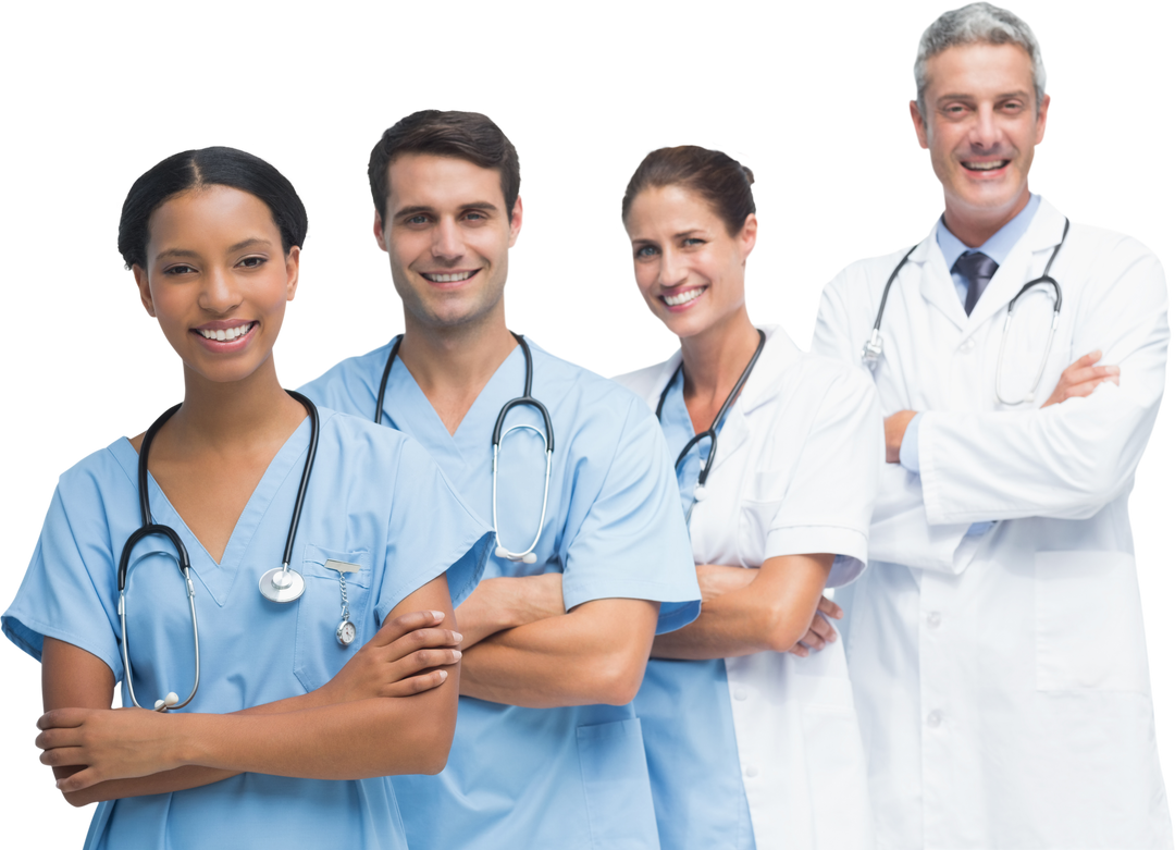 Confident Transparent Medical Team Standing Together Smiling - Download Free Stock Images Pikwizard.com