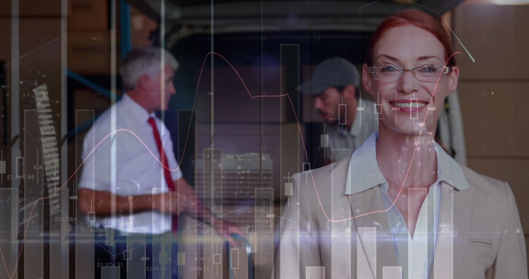 Confident Female Supervisor with Mixed Reality of Business Analytics