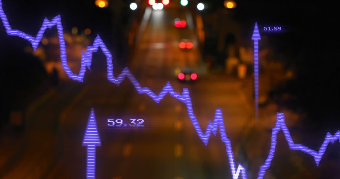 Dynamic Graph Data Overlay on City Street Night Scene