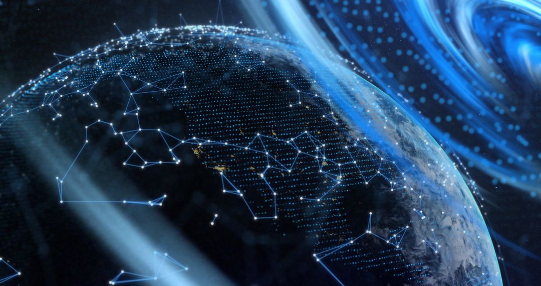 Futuristic Globe with Digital Network Overlay