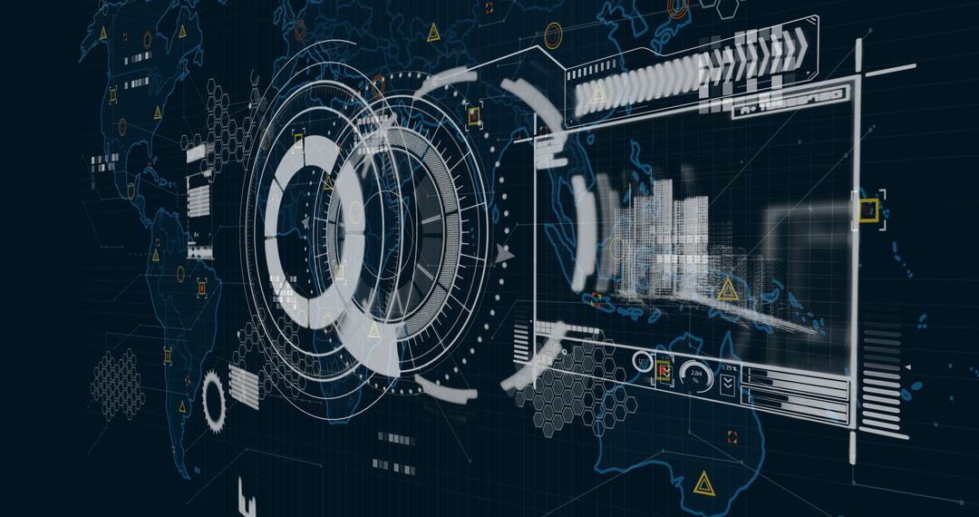 Futuristic Holographic UI with Data Visualization and Alerts