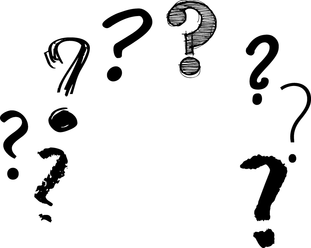 Digital Question Marks on Transparent Background