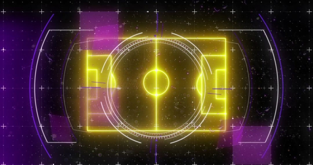 Glowing Neon Soccer Field on Futuristic Digital Interface