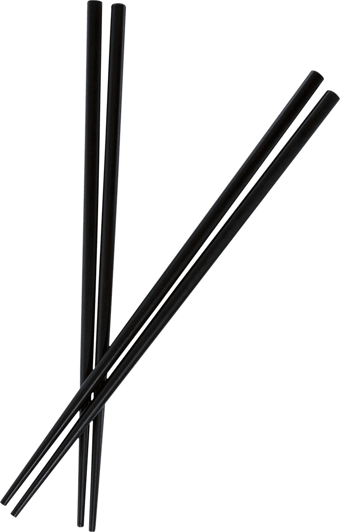 Transparent Black Chopsticks Pair Isolated on White Background