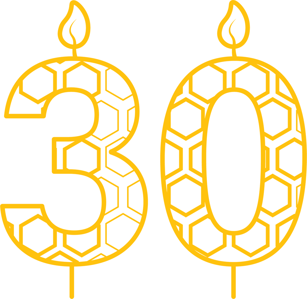 Yellow 30th Birthday Candle with Honeycomb Pattern on Transparent Background - Download Free Stock Images Pikwizard.com