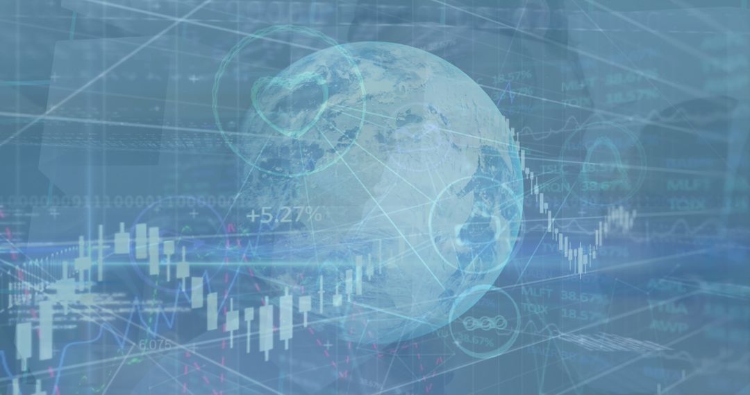 Global Finance and Stock Market Trends Concepts with Digital World Map