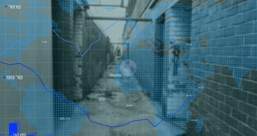 Global Financial Graphs Superimposed on Urban Background