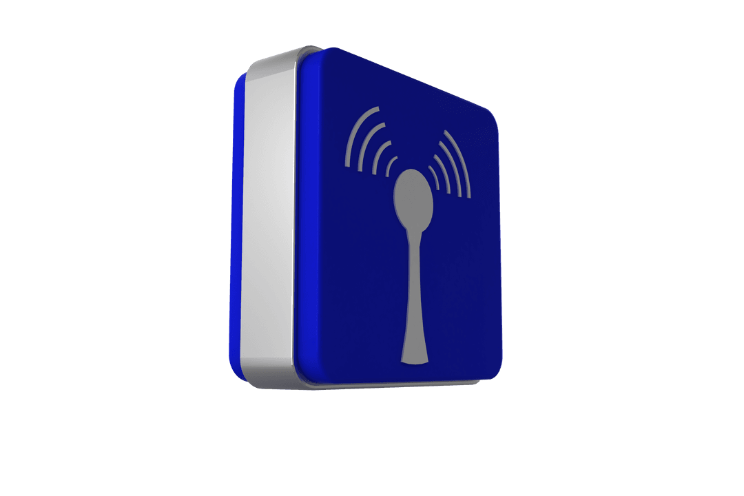 Transparent Blue Tablet Icon with WiFi Transmitter Symbol