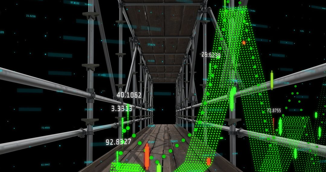 Scaffolding with Digital Financial Interface Displaying Data and Statistics - Free Images, Stock Photos and Pictures on Pikwizard.com