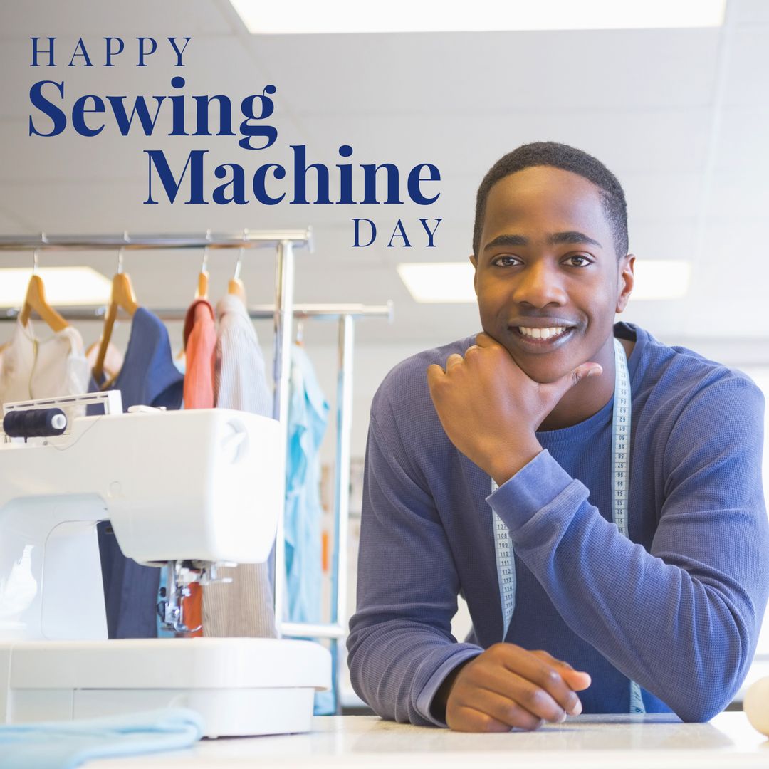 Smiling Tailor Celebrating Sewing Machine Day