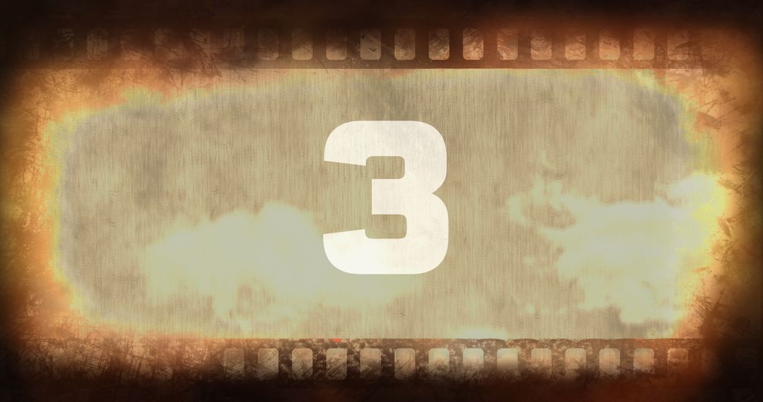 Retro Cinematic Countdown with Number Three