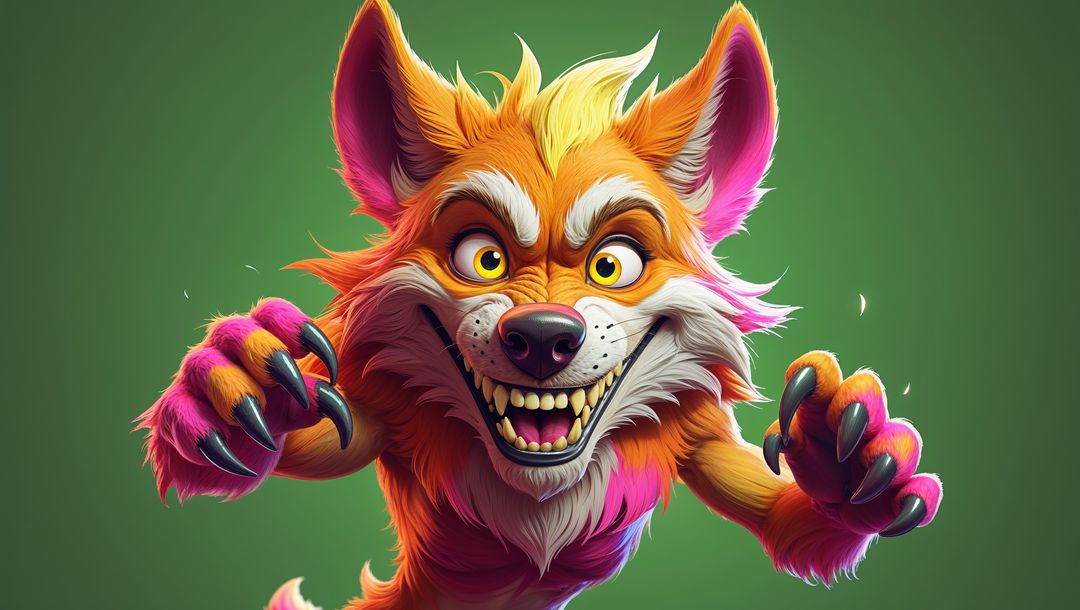 Energetic Fox Creature Pouncing Forward in Dynamic Fantasy Art