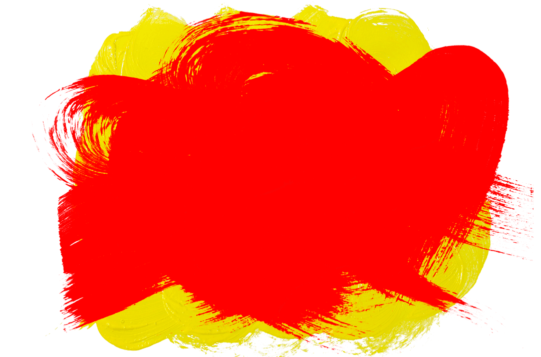 Bold Red and Yellow Abstract Brush Stroke on Transparent Background
