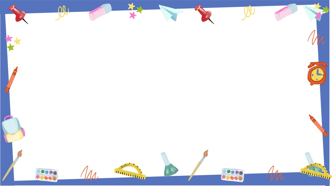 Transparent School-Themed Frame with Stationery and Art Supplies