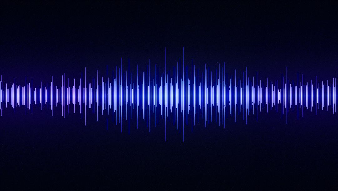 Abstract Neon Blue Audio Waveform Representation