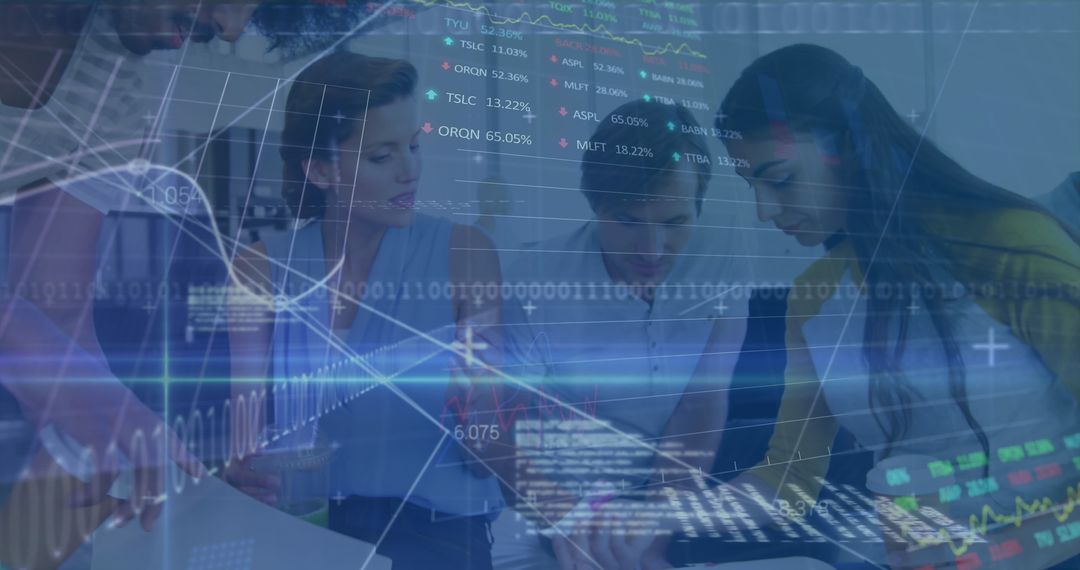 Business Team Analyzing Digital Financial and Stock Market Data
