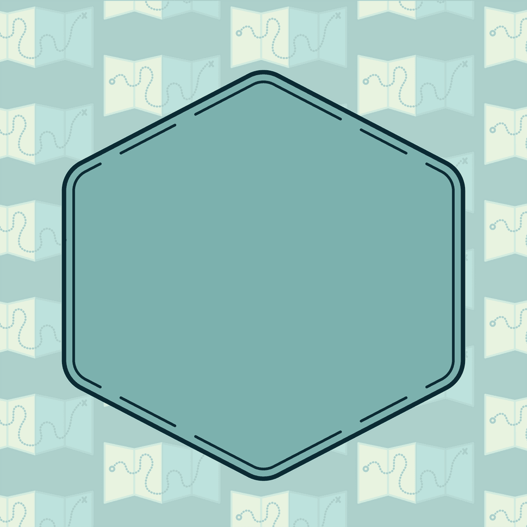 Transparent Hexagon Sign Over Pattern of Maps Background