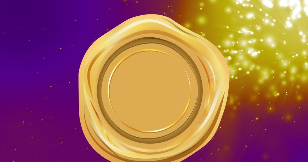 Golden Stamp with Abstract Sparkling Background