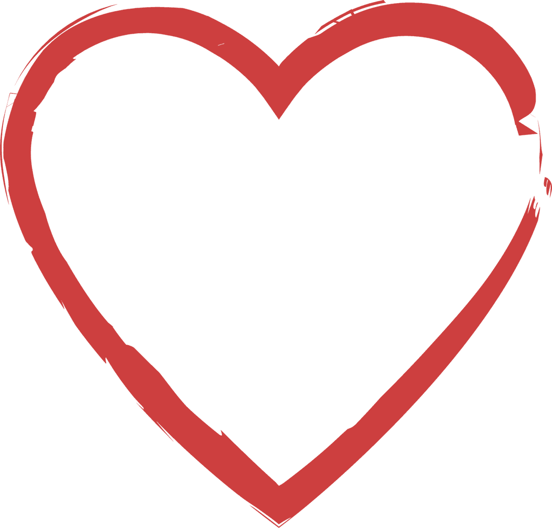 Red Heart Outline with Blank Space on Transparent Background